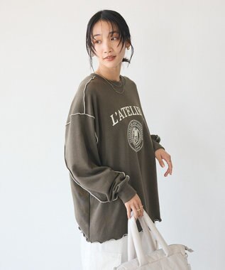 CRAFT STANDARD BOUTIQUE 配色ロゴメロープルオーバー Khaki