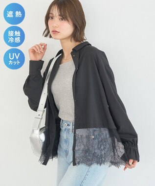 earth music&ecology 【予約】適ON レースヘムシャツ