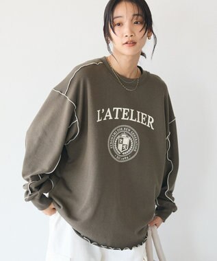 CRAFT STANDARD BOUTIQUE 配色ロゴメロープルオーバー Khaki