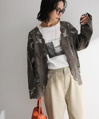 Green Parks レースカーディガン Gray