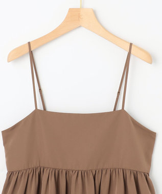 組曲 S 【洗える】タフタギャザーキャミソールワンピース ブラウン系