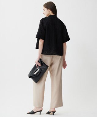 ICB L 【洗える】ゼブラシアーJQ クロップドシャツ ブラック系