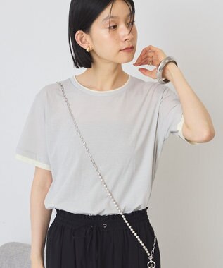 AMERICAN HOLIC 配色レイヤード風シアーＴシャツ Light Gray