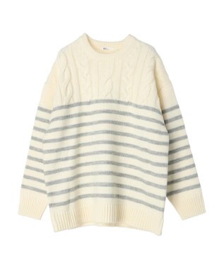 CRAFT STANDARD BOUTIQUE ケーブル×ボーダードッキングプルオーバー Border Ivory