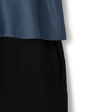 ICB 【洗える】ウールワッシャーツイル シャツドッキング ワンピース ブルーグレー×ブラック