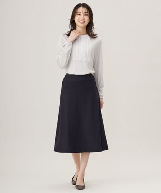 J.PRESS LADIES L 【洗える】ウールスムース スカート ネイビー系