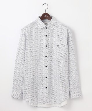 JOSEPH ABBOUD 【キングサイズ・サスティナブル素材BIOGRACE使用】テンセルプリント シャツ ホワイト系5