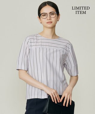 自由区 L 【WEB限定・洗える】ストライプハイゲージジャージー カットソー