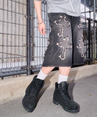 WEGO スーパーバギーフリンジデニムショーツ 柄4