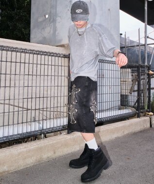 WEGO スーパーバギーフリンジデニムショーツ 柄4