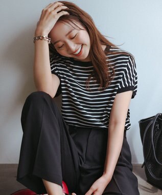 UNFILO スゴ機能 コンパクトニットT ブラック×オフ