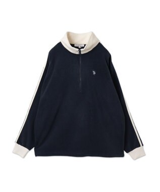 WEGO 【ユニセックス着用ITEM】USPOLOフリースハーフジッププルオーバー ネイビー