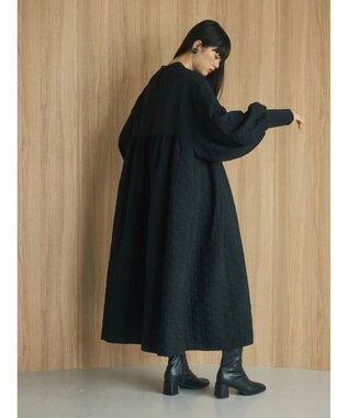 Green Parks armonia．異素材切替ワンピース Black