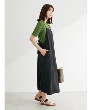 Green Parks 接触冷感　Ｉラインキャミワンピース Black