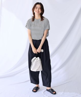 ANY L 【洗濯機可/ウエストゴム】撥水バレルパンツ ブラック