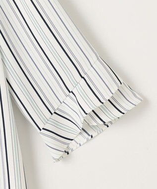 ANY SIS S 【洗える】ラッフルフレアジョーゼット ブラウス ネイビーストライプ