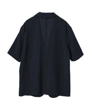 earth music&ecology リネンライク５分袖ジャケット Navy