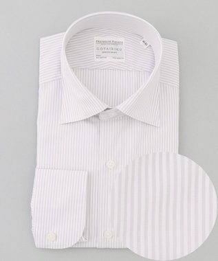 【形態安定】PREMIUMPLEATS_セミワイドカラー 通年ドレスシャツ（カラー ストライプ）