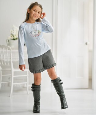 組曲 KIDS 【150-160㎝】カットショート パンツ チャコール系