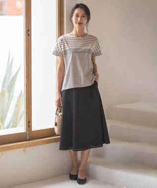 J.PRESS LADIES L 【洗える】シアートリコット フレアー スカート ブラック系