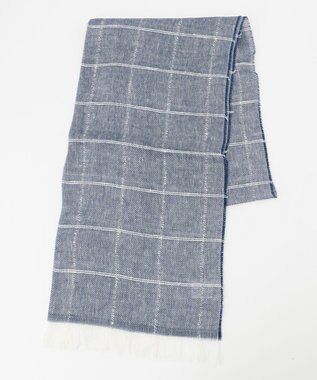 JOSEPH ABBOUD 【イタリア製】スラブチェックジャガード ストール ネイビー系4