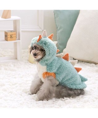 PET PARADISE ペットパラダイス 恐竜さん パーカー 小型犬 ターコイズ