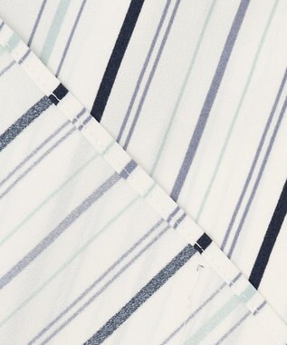 ANY SIS S 【洗える】ラッフルフレアジョーゼット ブラウス ネイビーストライプ