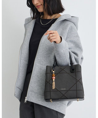 MioFIRANO カジュアルシッククロスラインハンドバッグ 2WAY チャーム付き　FIRANO フィラノ DARK GRAY