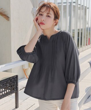 Tiaclasse 【洗える】ラグランタックブラウス