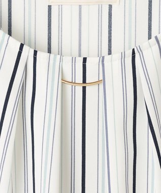 ANY SIS S 【洗える】ラッフルフレアジョーゼット ブラウス ネイビーストライプ