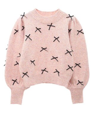 Green Parks ・ＡＮＤＳＥＡＲＣＨ　メニーリボンニットプルオーバー Pink