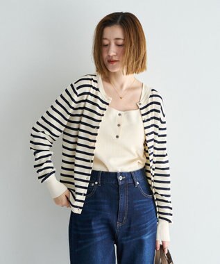 YECCA VECCA [UVカットマシンウォッシャブル]アンサンブルニット Border