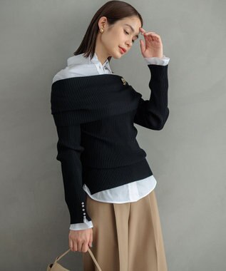 組曲 L コンパクトシャーティング フレア袖シャツ アイボリー系