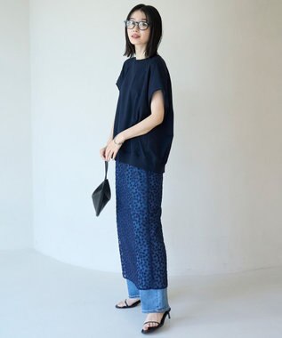 UNFILO L エンブロイダリー レーススカート ネイビー