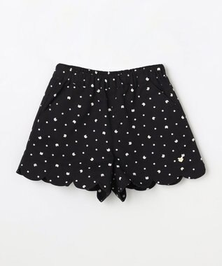 ANY KIDS 【洗濯機可能】スカラップショートパンツ ブラック（ネコ×ドット）