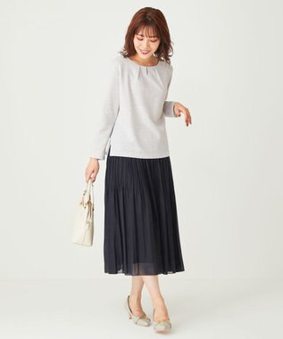 ANY SIS シャイニープリーツ スカート ネイビー