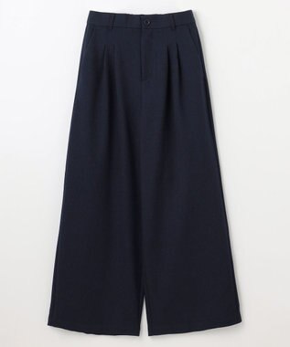 ANY 【洗濯機可/ウエストゴム】ウーリッシュ２タックワイドパンツ ネイビー
