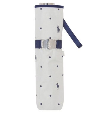 MOONBAT POLO RALPH LAUREN（ポロ ラルフローレン）晴雨兼用日傘 ドット 遮光率100% 遮熱 遮熱 UV オフホワイト