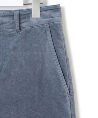 23区 S 【洗える】23区DENIM ベルベットストレッチ ワイドパンツ ブルーグレー