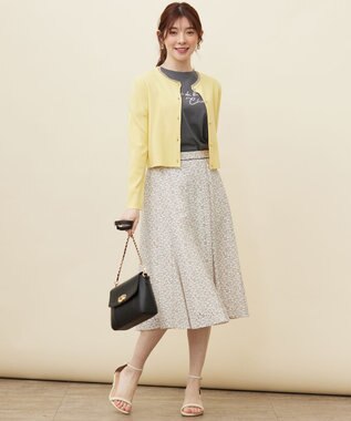 ANY SIS 【洗える】レースネックショートレングス カーディガン ライトイエロー