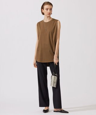 ICB L 【接触冷感・洗える】コンパクトスムース ノースリーブTシャツ ブラウン系