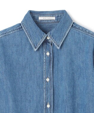 BEIGE， 【洗える・BAILA 11月号掲載】MARKEL / ボウタイ付きシャツカラーデニムシャツ L.Indigo