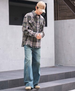 WEGO 【ウエスト調整可/SMLサイズ展開】ローライズカバーフィットフレアデニムパンツ デニム中濃加工色