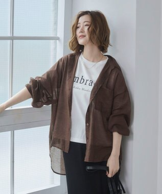 WEGO 【2026年春夏新作】シアーシャツ ダークブラウン