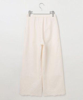23区 L 【洗える】リネンエンブロイダリー ワイドパンツ ホワイト系