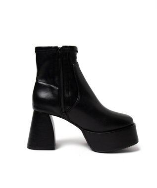 WEGO ストーム付きワイドヒールショートブーツ ブラック