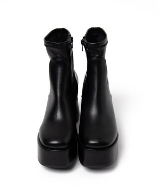 WEGO ストーム付きワイドヒールショートブーツ ブラック