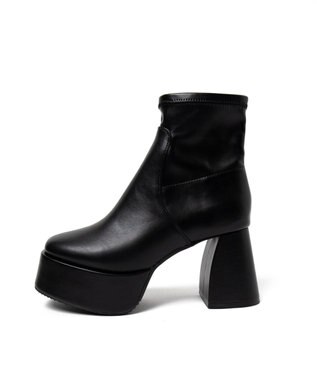 WEGO ストーム付きワイドヒールショートブーツ ブラック