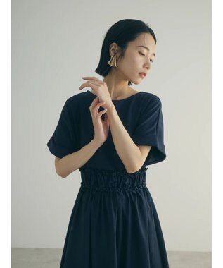 Green Parks armonia.異素材切替ドルマンワンピース Navy