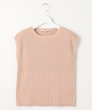 自由区 【XSサイズ～/洗える/セット可】ハイツイストコットンアセテート フレンチスリーブニット ローズ系